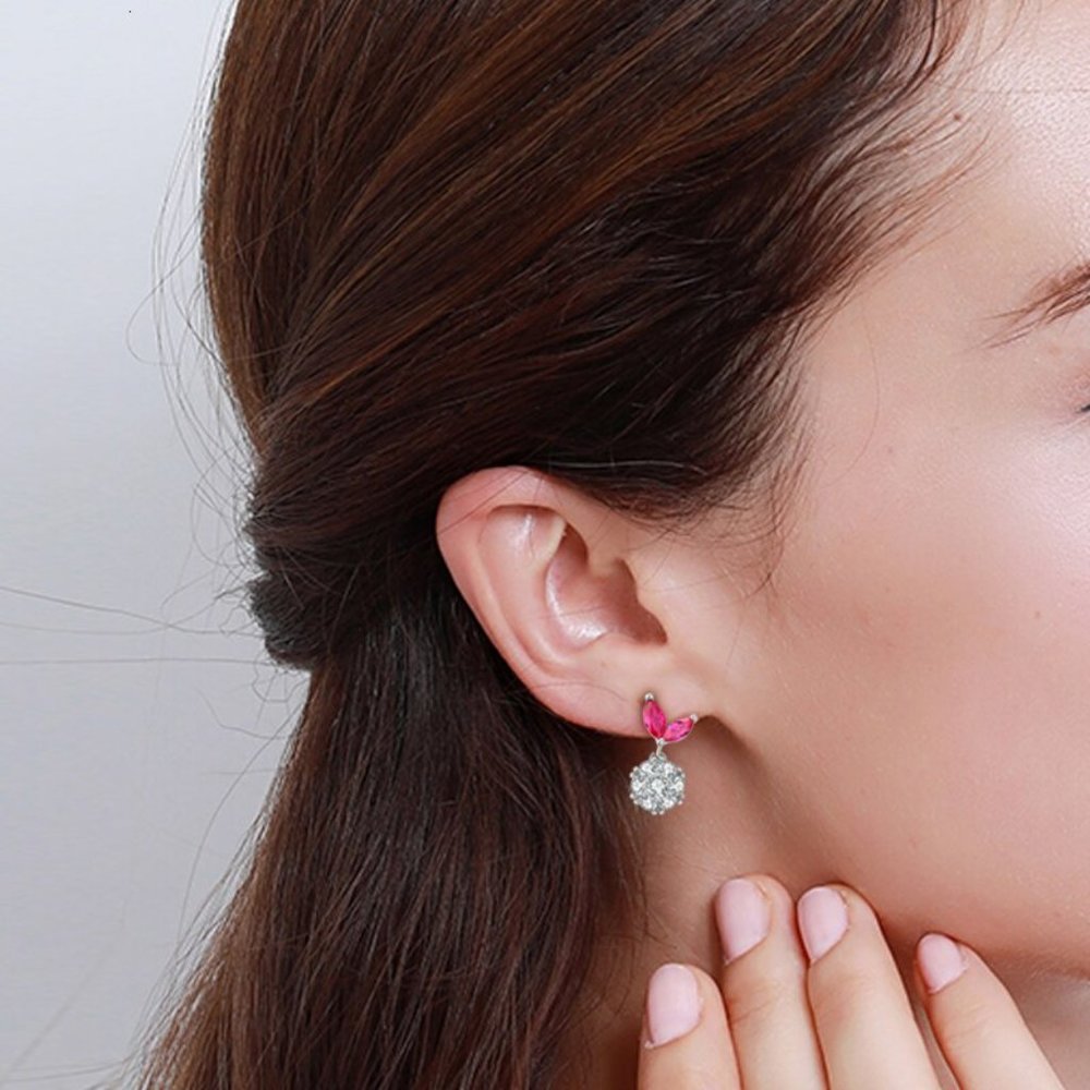 NWT Diamond with Pink Gems Earrings - Picture 4 of 4